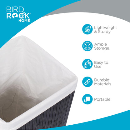 BIRDROCK HOME Square Laundry Hamper with Lid and Cloth Liner, Medium Basket with Soft Handles