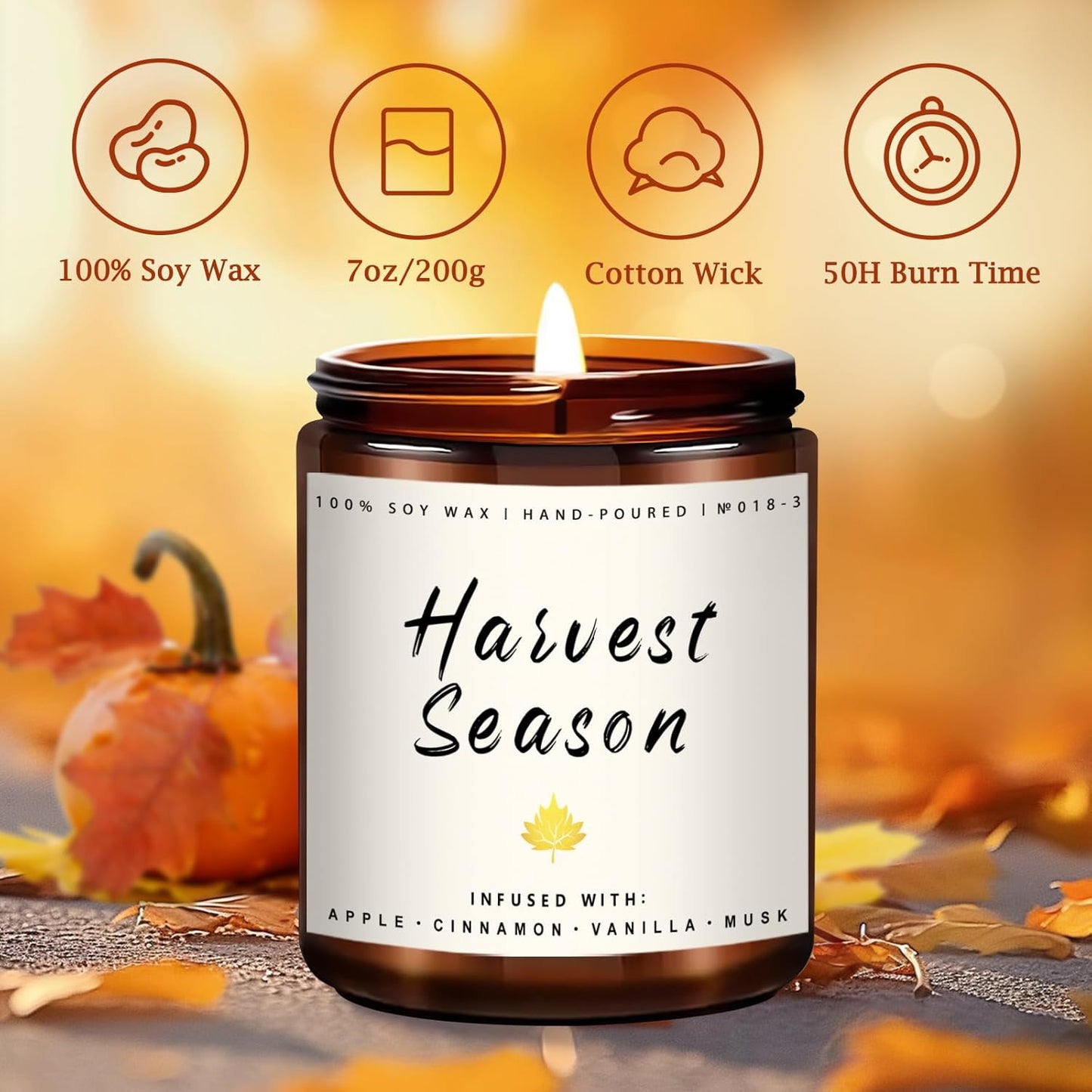 Auelife Fall Candle Set | 4 Pack Scented Candles for Home - Candle Gifts for Women Men, Soy Candles