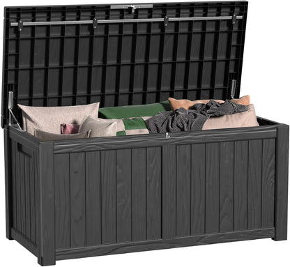 120 Gallon Outdoor Deck Box,Storage Lockable Waterproof Patio Furniture,Garden Tools,Cushions,Pool