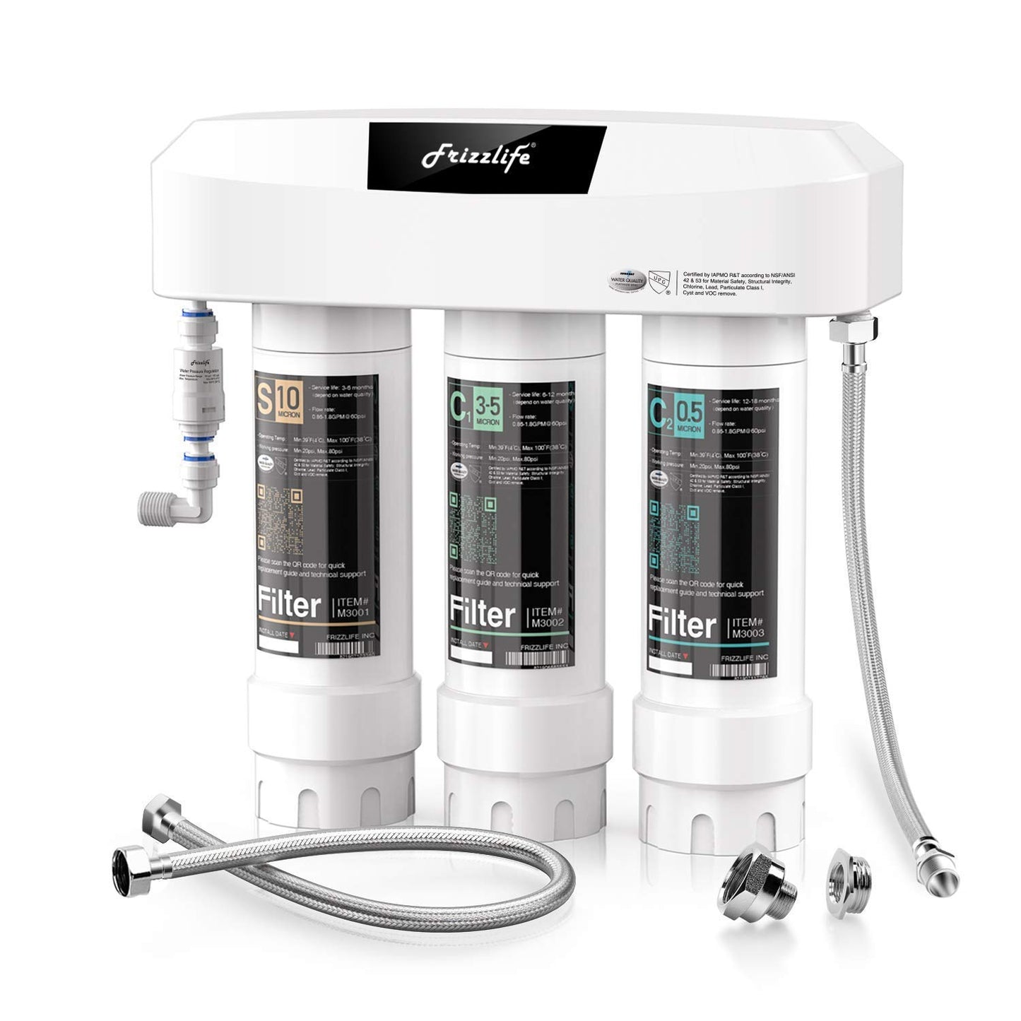 Frizzlife Under Sink Water Filter System SK99-NEW, Direct Connect, NSF/ANSI 53&42 Certified 0.5