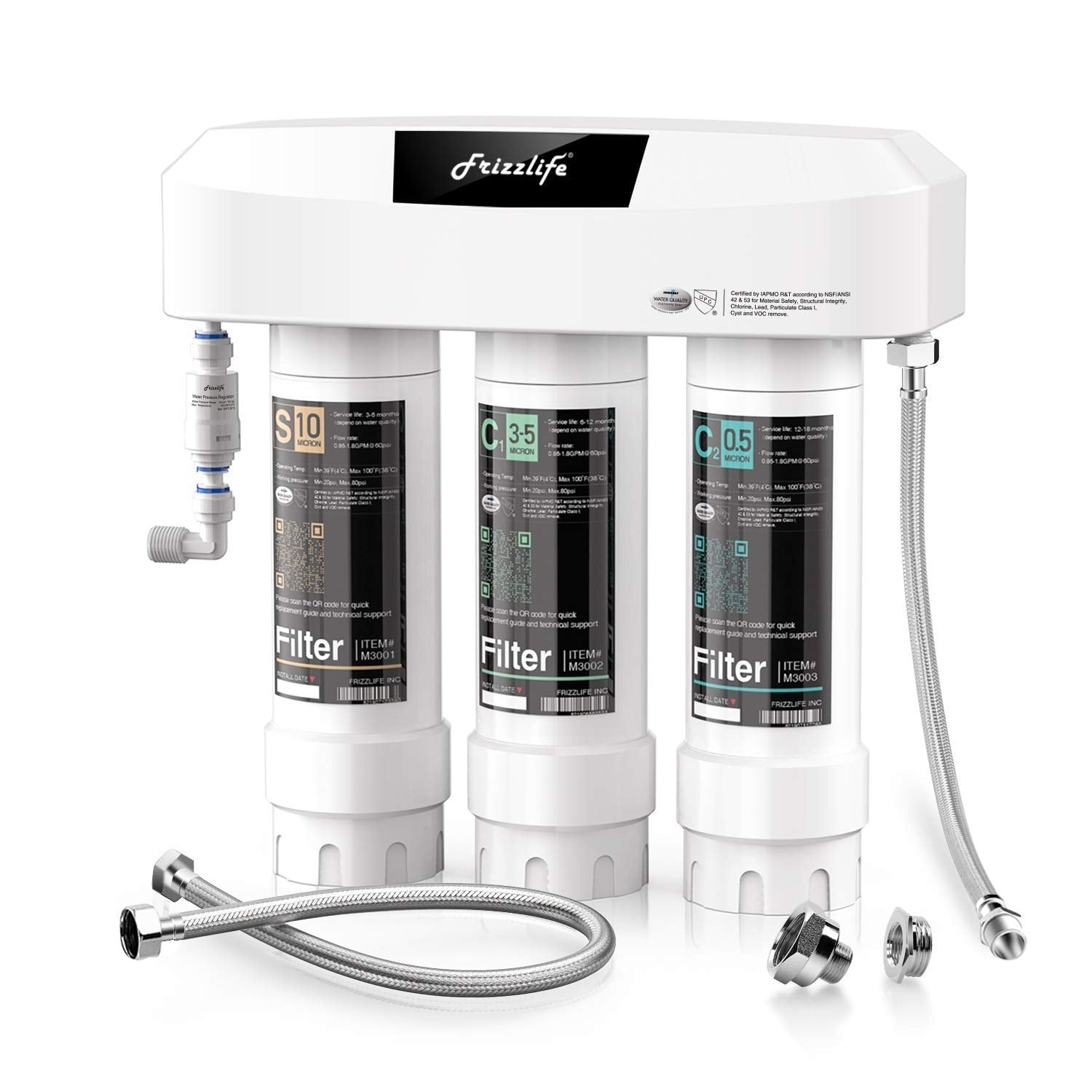 Frizzlife Under Sink Water Filter System SK99-NEW, Direct Connect, NSF/ANSI 53&42 Certified 0.5