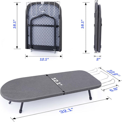 Tabletop Ironing Board with Iron Rest, Metal Mesh Panel Mini Ironing Board with Heat Resistant