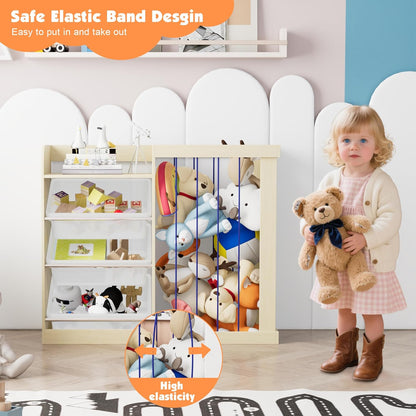 Kids Toy Storage Organizer with 3 Removable Plastic Bins Toddler Montessori Bookshelf with Stuffed