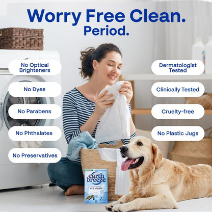 Earth Breeze Laundry Detergent Sheets Fresh Scent - 180 Loads Eco Liquidless Soap - Travel-Friendly