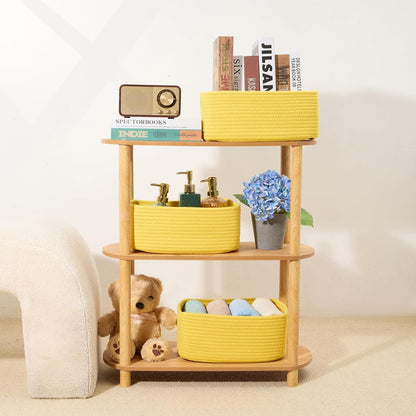 Small Storage Baskets for Organizing | Closet Organizer Bins | Shelf Toy Basket | Woven Rope
