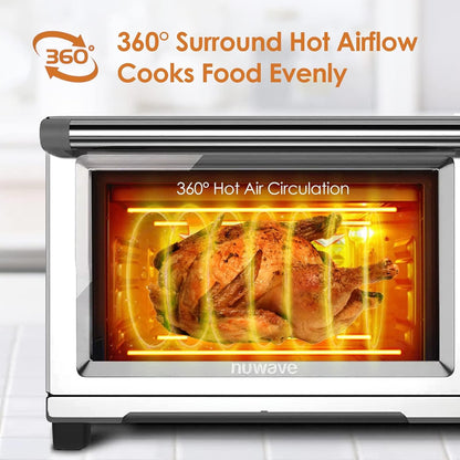 Nuwave Bravo XL Air Fryer Toaster Smart Oven, 12-in-1 Countertop Grill/Griddle Combo, 30-Qt XL