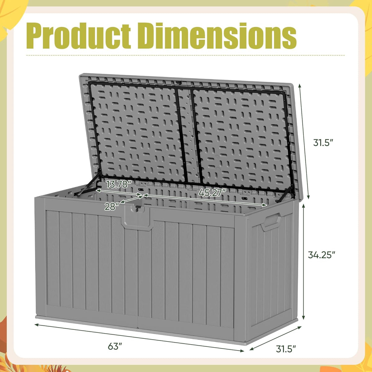 Devoko 240 Gallon Double-Wall Deck Box with Divider, Side Handles, Resin Outdoor Large Storage Box