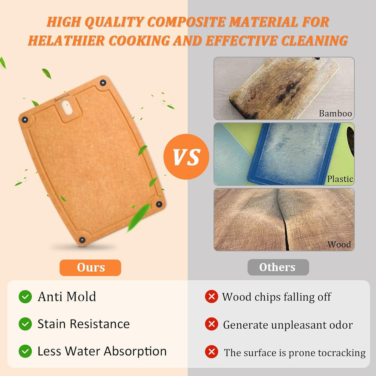 Large cutting boards for kitchen dishwasher - 2PC cutting board set double-sided with Non-Slip Feet