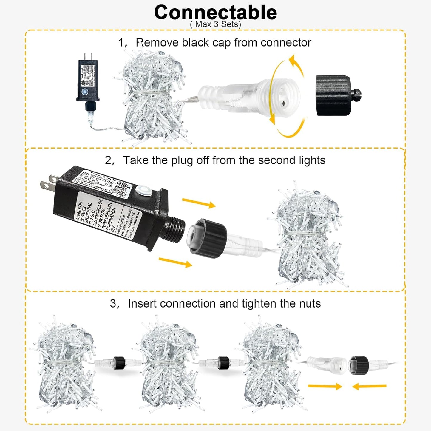 White Christmas Lights Outdoor - 33ft 400 LED Icicle Lights for Outside House, Twinkle Outside