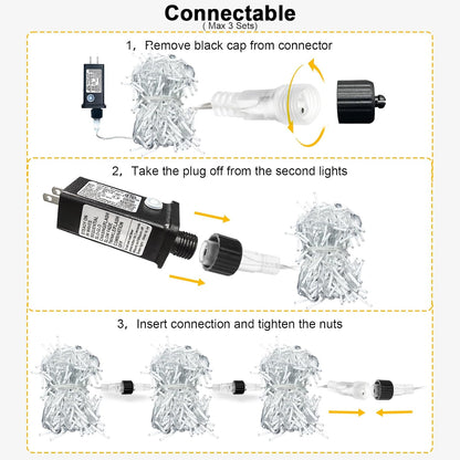 White Christmas Lights Outdoor - 33ft 400 LED Icicle Lights for Outside House, Twinkle Outside