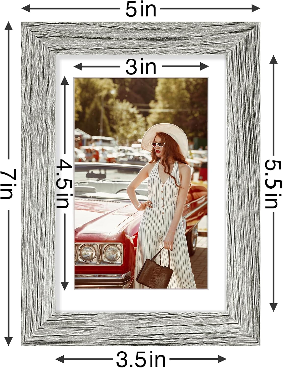 Vittanly 4x6 Picture Frames Set of 9, Shatter Resistant Plexiglass, Display 3.5x5 Pictures with Mat