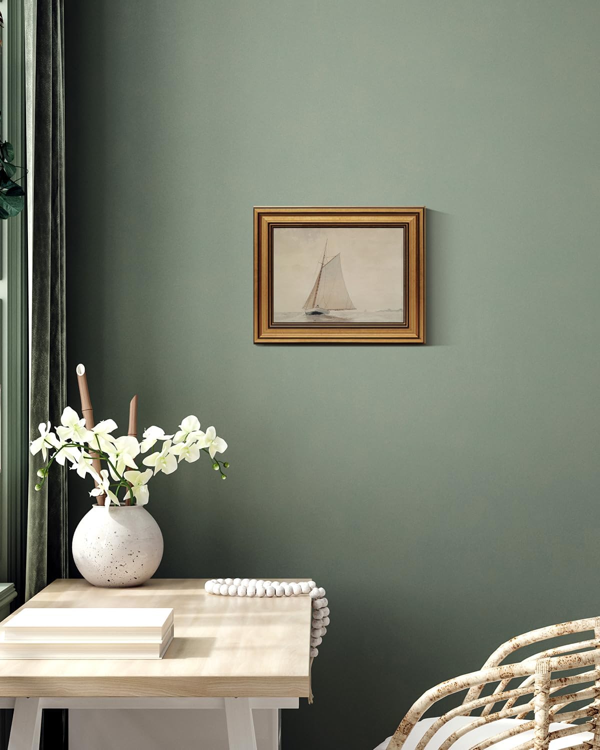Gold Framed Vintage Wall Art for Living Room, Seaview Painting Prints Shelf Decor for Kitchen