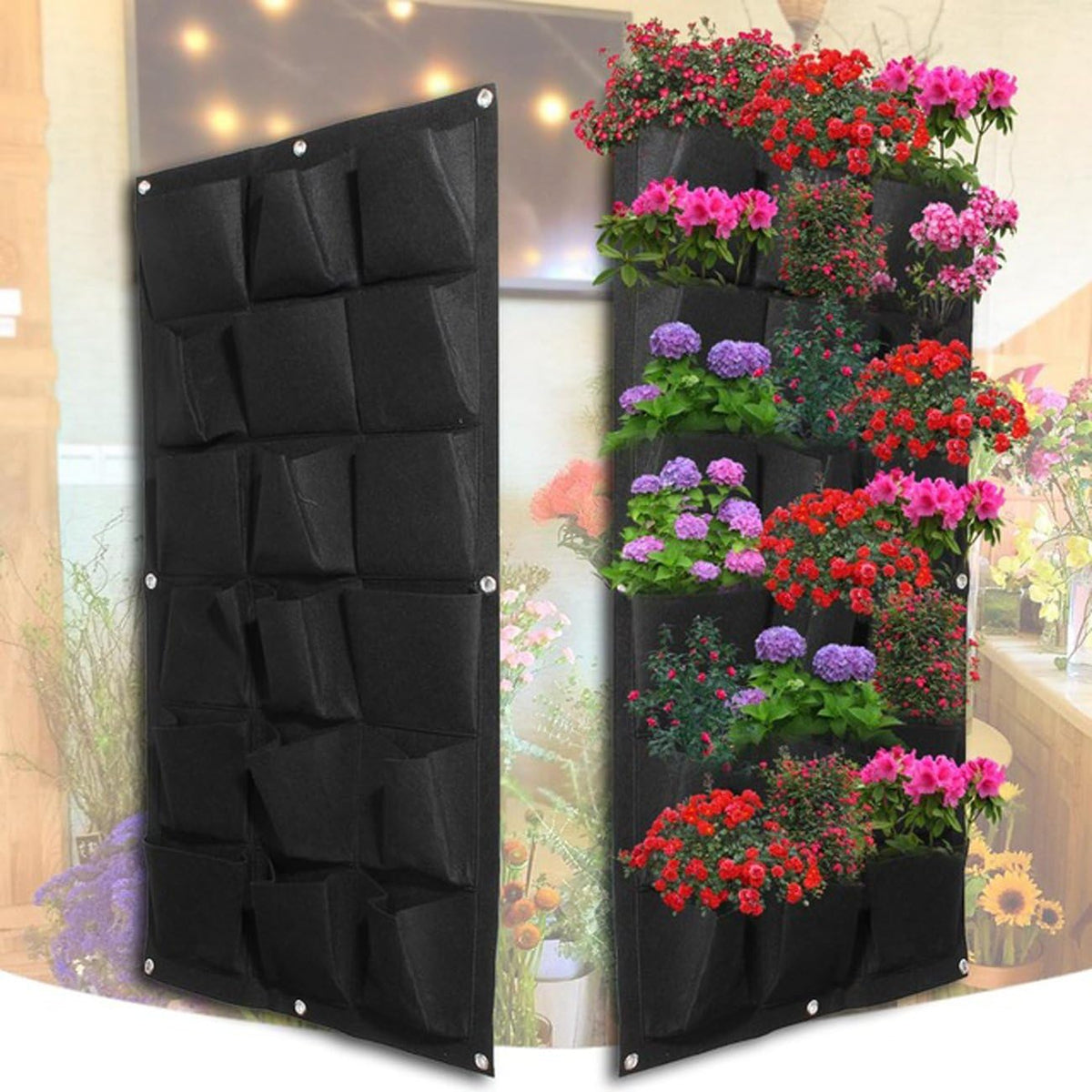 Ogrmar 18 Pockets Vertical Wall Garden Planter Plant Grow Bag for Flower Vegetable for