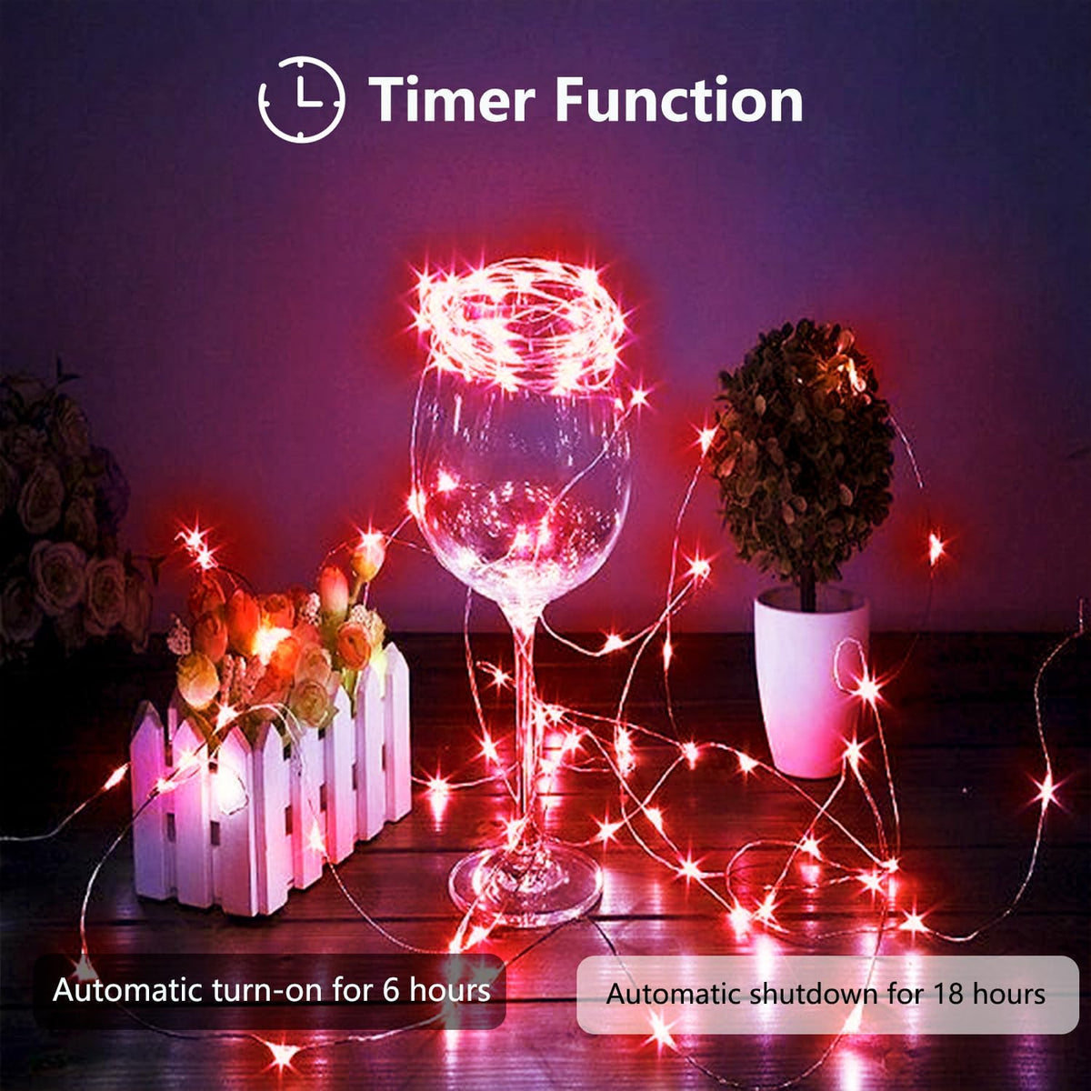 4-Pack Fairy Lights Battery Operated with Timer, 16FT 50 LED Waterproof Starry String Lights