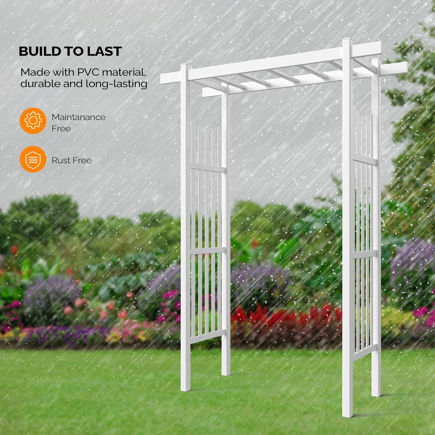 VINGLI Garden Arbor, PVC Wedding Arch for Ceremony Party, Garden Trellis for Climbing Plants
