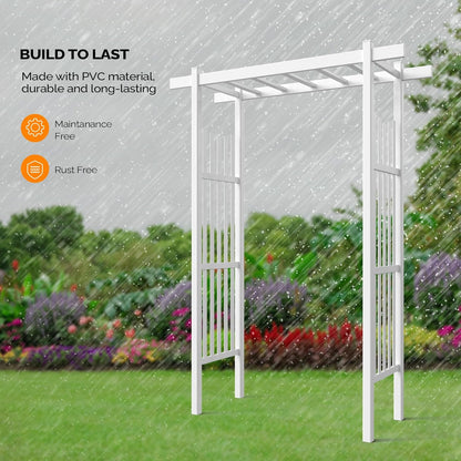 VINGLI Garden Arbor, PVC Wedding Arch for Ceremony Party, Garden Trellis for Climbing Plants