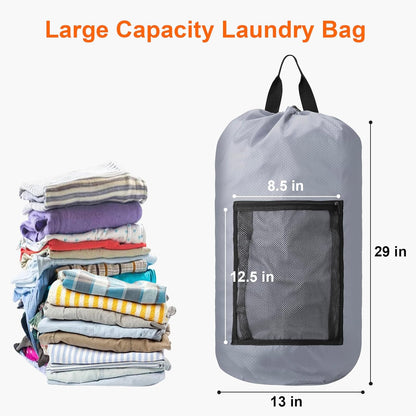 Laundry Bag Backpack Durable Laundry Bag with Shoulder Straps and Mesh Pockets Portable Laundry