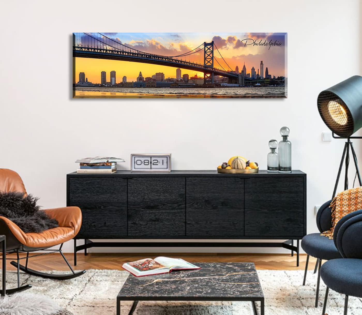 Philadelphia Skyline Wall Art Cityscape Living Room Decor Panorama Pictures City Building House