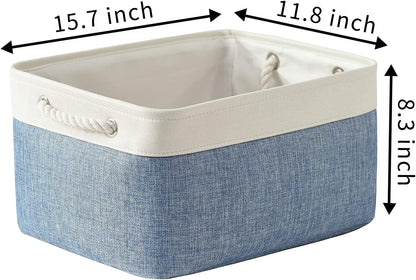 TcaFmac Storage Bins for Organization - Large 3 Pack Canvas Storage Basket for Shelves with