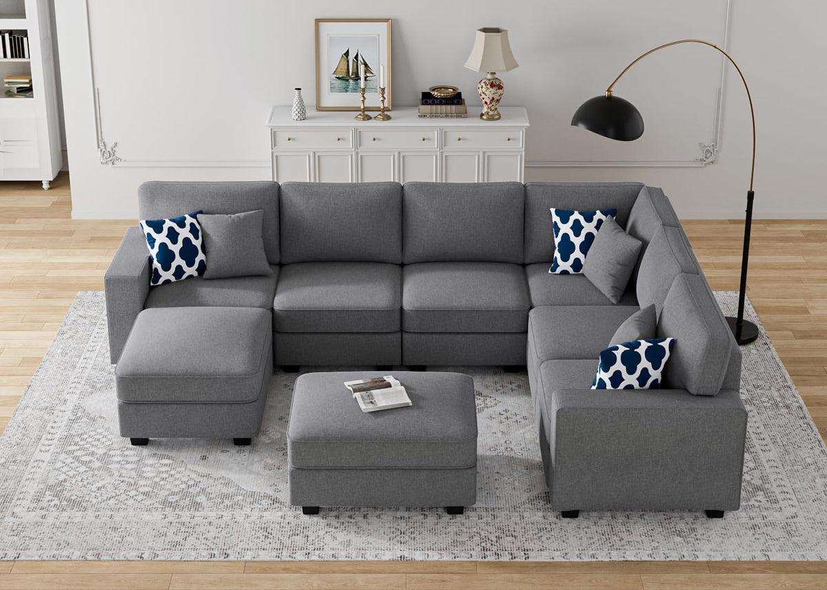 L Lengend Vansen Modular Sectional Sofa U Shaped Couch with Ottoman Modern Reversible Corner