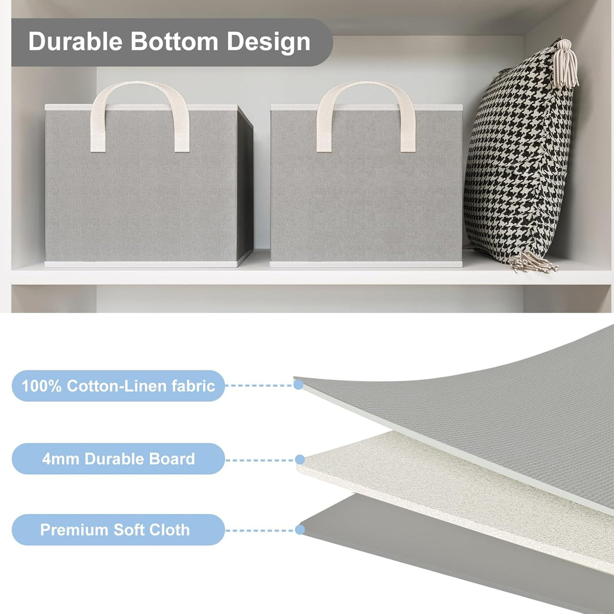Closet Storage Bins, Fabric Closet Organizers and Storage Basket for Shelves, Collapsible Shelf