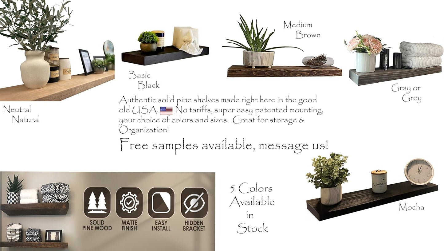Joel's Antiques - 48 Inch Wooden Floating Shelves for Wall - 48x8x2 Inches - Made of Natural Wood