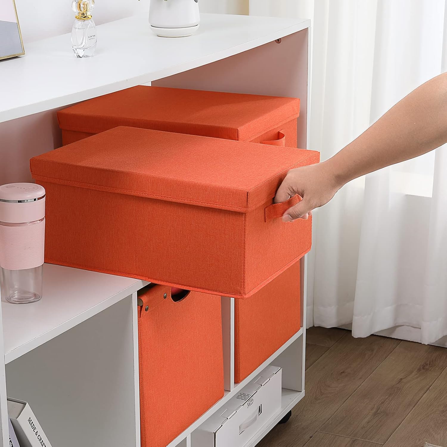 HOONEX Storage Bins with Lids for Organizing, Pack of 2, Storage Boxes with 2 Carrying Handles and