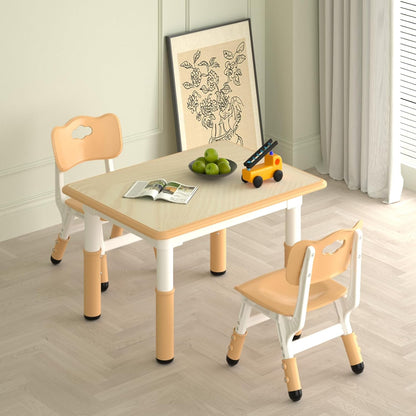 Kids Study Table and 2 Chairs Set,Height Adjustable Table and Chairs for Children and