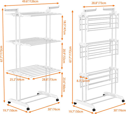 HOMIDEC Clothes Drying Rack, Large 4-Tier Foldable Drying Rack Clothing(67.7H x 19.7W x 30L