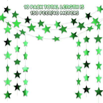 Patelai Glitter Star Garland Banner Decor 130 Feet Star Hanging Bunting Banner Twinkle Backdrop for