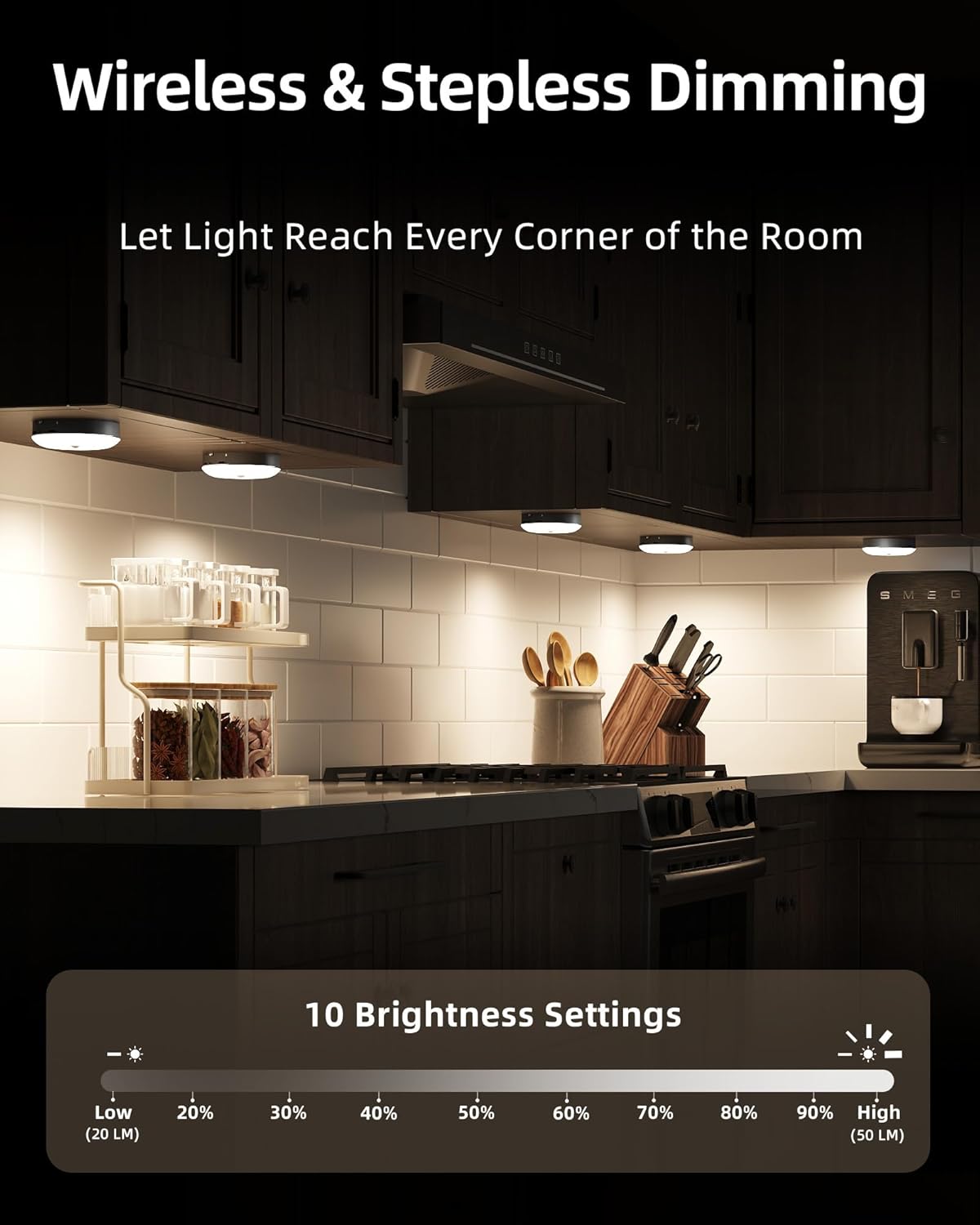 EZVALO Under Cabinet Lighting with Charging Station,1000mAh Rechargeable Puck Lights with Remote, 3