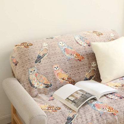 UKELER Flannel Sherpa Throw 80'' x 60''- Cute Colorful Owl Design Soft Plush Flannel Blanket Throws