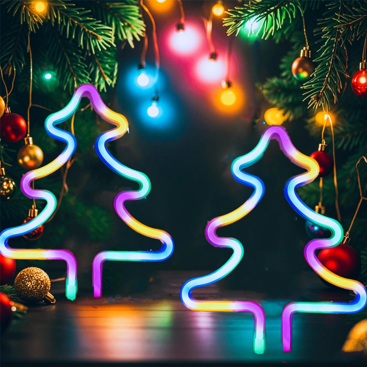 Christmas Tree Neon Light Signs for Bedroom Bedside Dorm Wall Decor,Neon Light up Christmas Decor