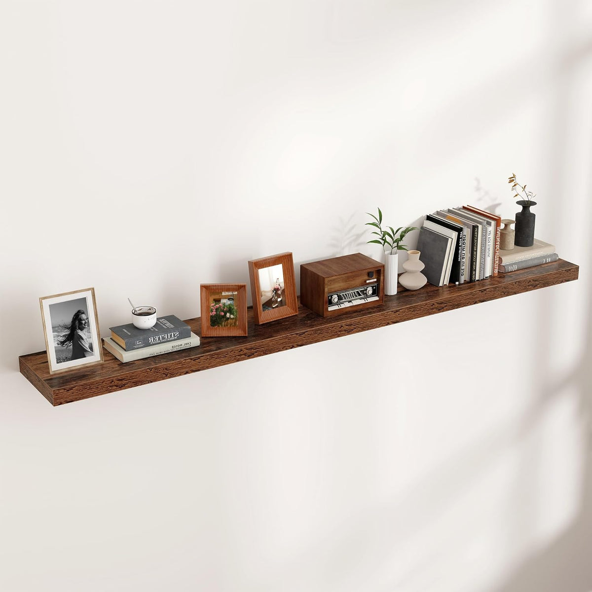 Floating Shelves for Wall, Large Wall Mounted Shelves with Invisible Brackets, Long Wood Floating