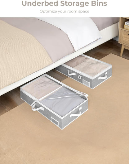 StorageWorks Under Bed Storage Containers with Handles and Label Holder, 2 Pack Ultra-thick Fabric