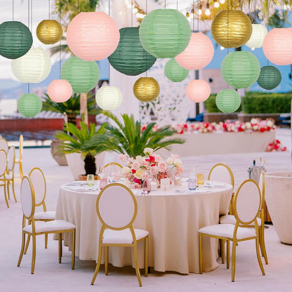 ADLKGG Paper Lanterns Decorative, Round Hanging Paper Lanterns Decorations for Graduation Bridal