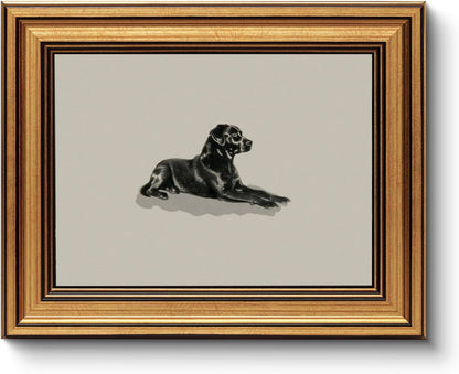 HUARCEY Gold Framed Vintage Wall Art Black Dog Wall Decor Minimalist Animal Art Pictures Room Decor