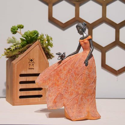 Guichifun Fairy Statue Collection Home Decoration - Orange Leaf Angel Girls Resin Home Decor for