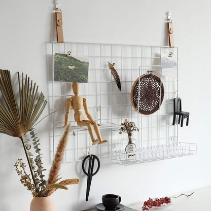 FRIADE Wall Grid Panel Hanging Basket with Hooks,Bookshelf,Display Shelf,Wall Organizer and Storage