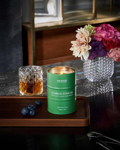 M&SENSE Bamboo Scented Candles Natural Non Toxic, Aromatherapy Candle for Stress Relief Meditation