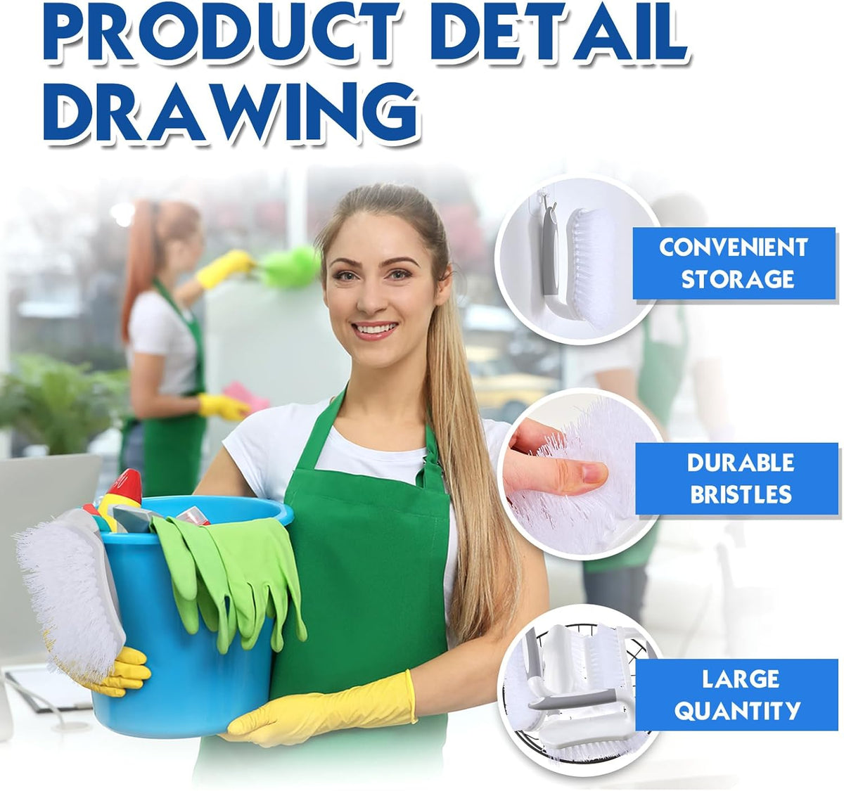 Lallisa 24 Pcs Scrub Brush for Cleaning with Handle Comfortable to Grip Heavy-Duty Flexible Stiff