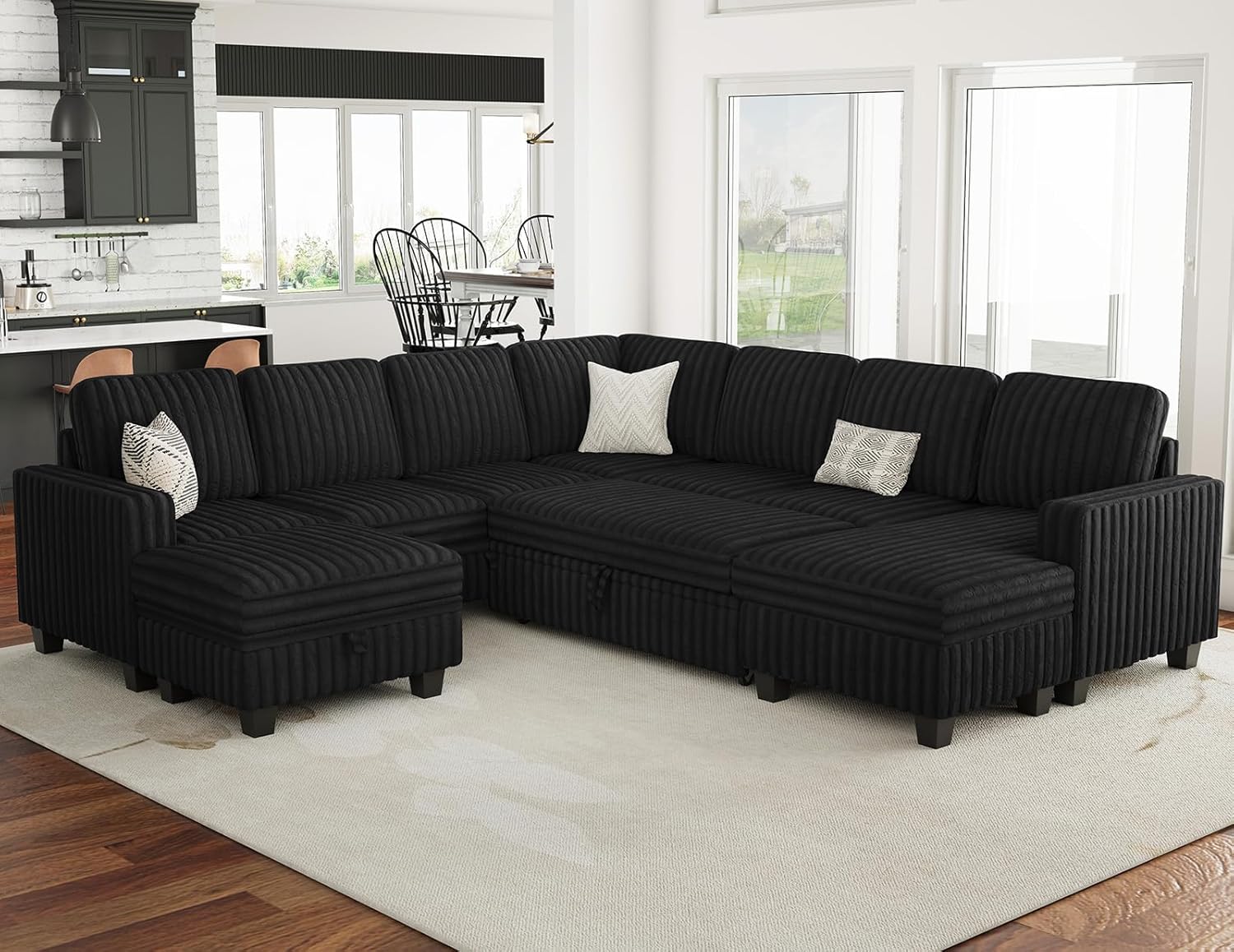 Belffin Oversized Sofa Bed Modular Sectional Sleeper Sofa with Pull Out Bed L Shaped Couch with