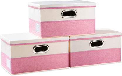 PRANDOM Collapsible Storage Bin with Lid [3-Pack] Fabric Foldable Storage Box Organizer Container
