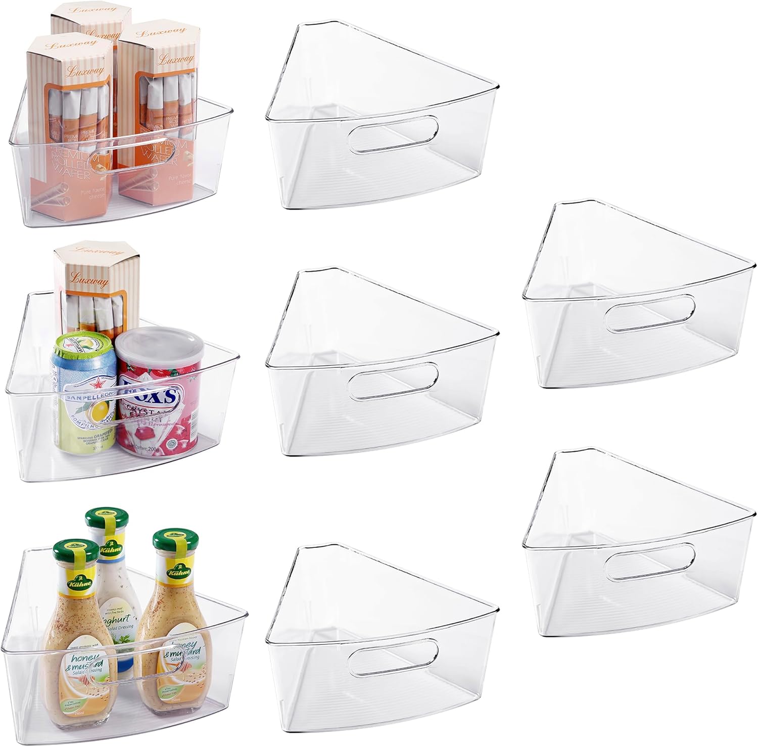 Oubonun Lazy Susan Organizers Set of 8, 12.8’’ x 11.7’’ x 4’’ Plastic Transparent Kitchen Cabinet