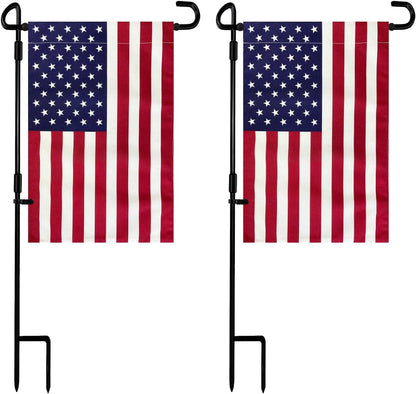 TOPFLAGS Garden Flag Stand with American Flag Garden Flag Metal Yard Flag Holder Pole Stake Small