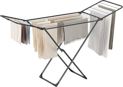 SONGMICS Clothes Drying Rack, Metal Laundry Drying Rack, Foldable, Space-Saving, Free-Standing
