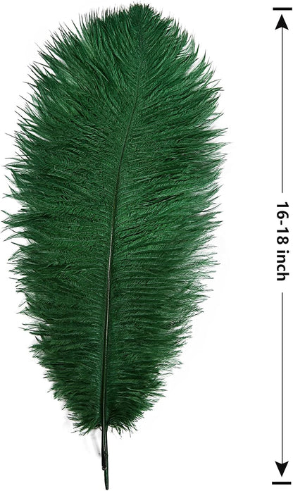THARAHT Blackish Green Ostrich Feathers 12pcs Large Natural Bulk 16-18Inch 40cm-45cm for Wedding