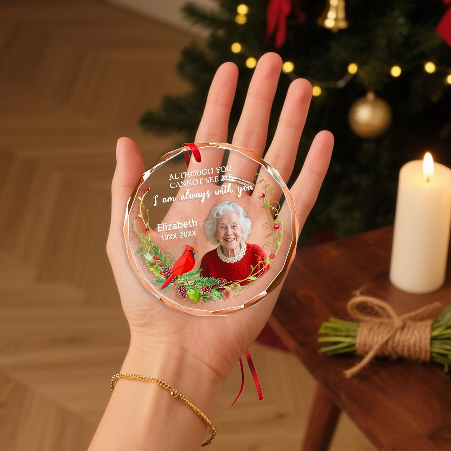 Personalized Christmas Ornament with Photo - Custom in Loving Memory Picture Ornaments, Customized