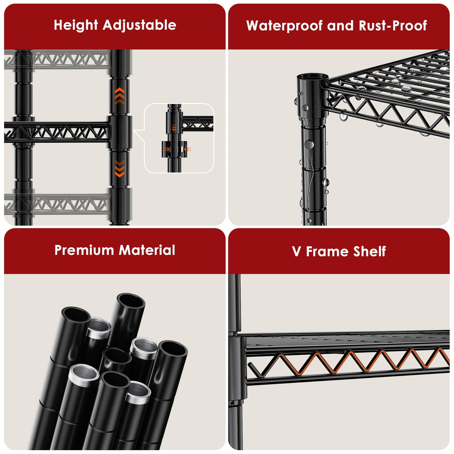 Simple Deluxe 3-Tier Heavy Duty Adjustable Storage Shelf with Wheels, 23.23”W x 13.39”D x 30.31”H