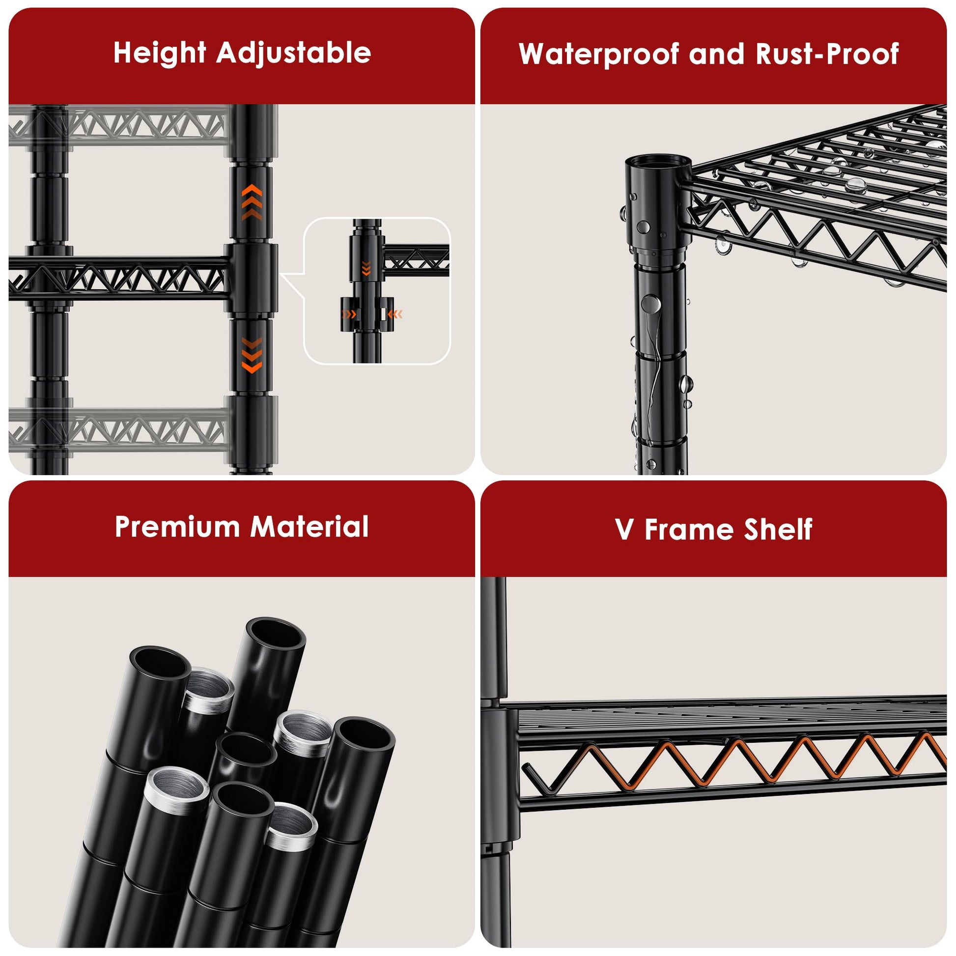 Simple Deluxe 3-Tier Heavy Duty Adjustable Storage Shelf with Wheels, 23.23”W x 13.39”D x 30.31”H